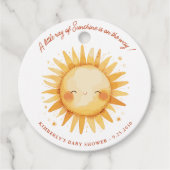 Little Ray of Sunshine Cute Boho Sun Baby Shower フェイバータグ (正面)
