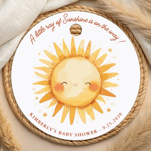 Little Ray of Sunshine Cute Boho Sun Baby Shower フェイバータグ