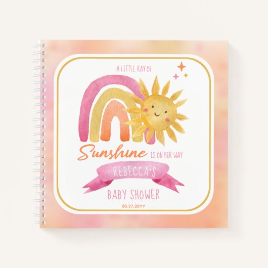 Little Ray of Sunshine Girl Baby Shower Guestbook ノートブック (正面)
