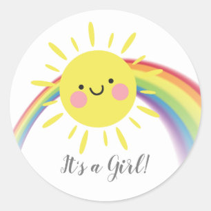 Little Ray of Sunshine It'A Girl Friendsステッカー ラウンドシール