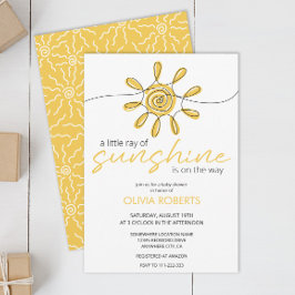 Little Ray Of Sunshine Line Art Sun Baby Shower 招待状