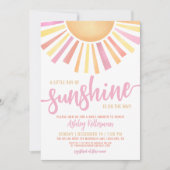 Little Ray Of Sunshine Pink Boho Baby Shower 招待状 (正面)