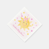 Little Ray of Sunshine Pink Yellow Baby Shower スタンダードカクテルナプキン (角)