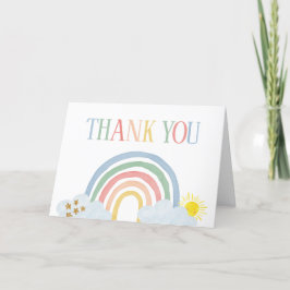 Little Ray of Sunshine Rainbow Baby Shower サンキューカード