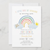 Little Ray of Sunshine Rainbow Baby Shower 招待状 (正面)