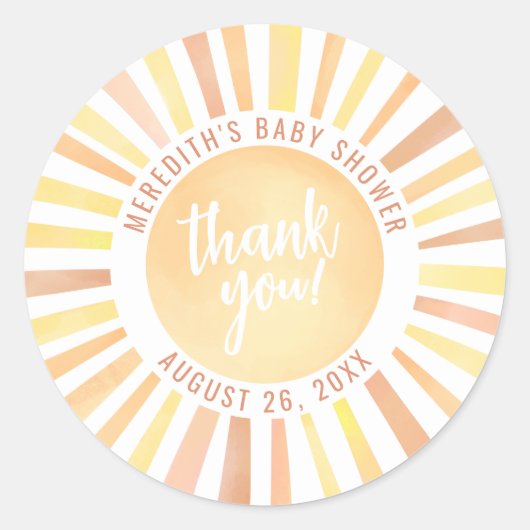Little Ray Of Sunshine Sun Baby Shower ラウンドシール (正面)