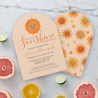 Little Ray of Sunshine Water Colorベビーシャワー 招待状