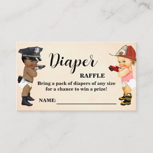 Little Recruit Diaper Raffle Ticket Baby Shower プレイスカード (正面)