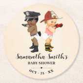 Little Recruit on the Way Baby Shower ラウンドペーパーコースター (正面)