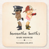 Little Recruit on the Way Baby Shower Party Decor スクエアペーパーコースター (正面)