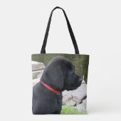 Little Red Collar – ブラックラボパピー – ラブラドール トートバッグ (裏面)