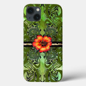 Little Red Flower on green Case-Mate iPhoneケース (裏面)