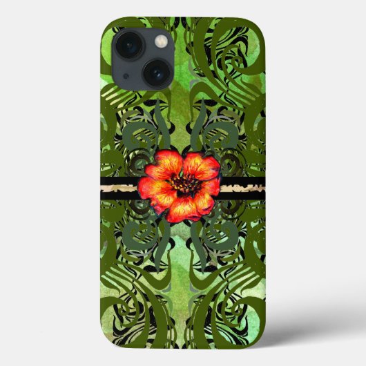 Little Red Flower on green Case-Mate iPhoneケース (裏面)
