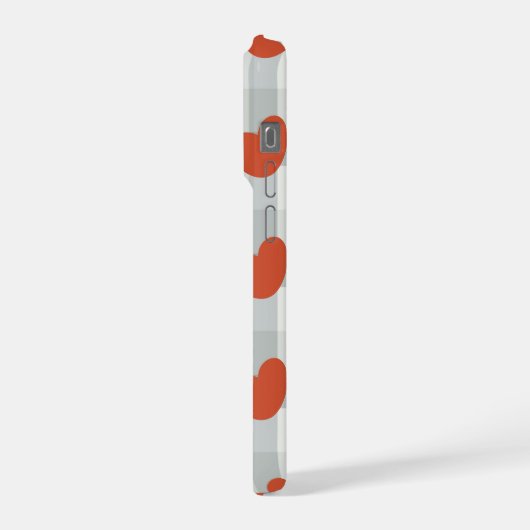 Little red hearts cozy gingham pattern Preppy iPhoneケース (左側面)