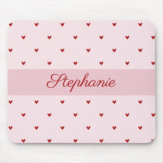 Little Red Heats Pink Name Mousepad マウスパッド (正面)