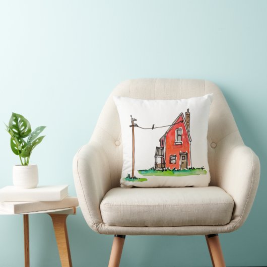 Little Red House with Power Line クッション (椅子)