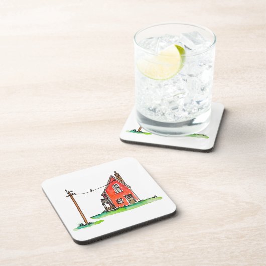 Little Red House with Power Line コースター (右側)