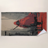 Little Red Riding Hood and the Wolf – Dark Fantasy ビーチタオル (正面)