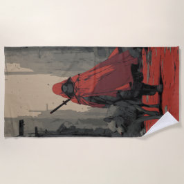 Little Red Riding Hood and the Wolf – Dark Fantasy ビーチタオル
