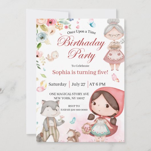Little Red Riding Hood birthday invitation 招待状 (正面)