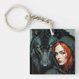 Little Red Riding Hood Redhead and the Black Wolf キーホルダー