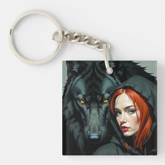 Little Red Riding Hood Redhead and the Black Wolf キーホルダー (正面)