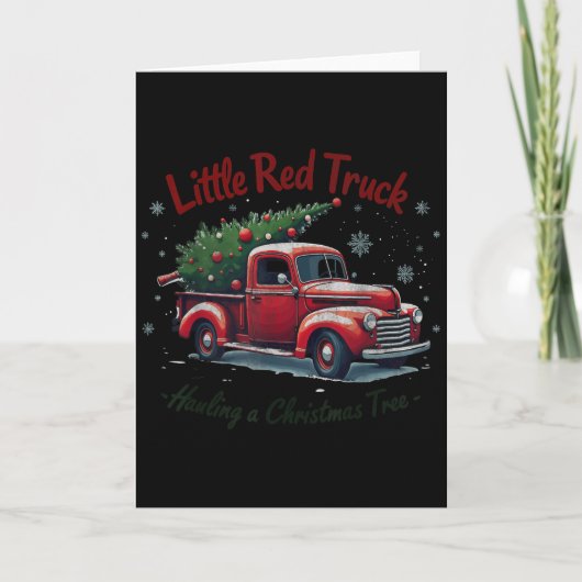 Little Red Truck Hauling A Christmas Tree Family M カード (正面)