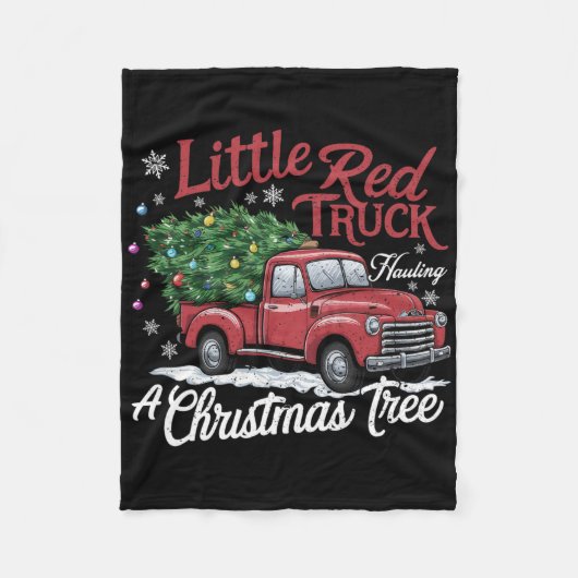Little Red Trucks Hauling Santa Christmas Tree Par フリースブランケット (正面)