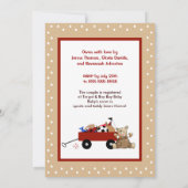 Little Red Wagon & Teddy Bear 5 x 7招待状両面 招待状 (裏面)