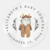 Little Reindeer | 赤ちゃんのクリスマスお披露目会のギフト ラウンドシール (正面)