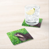 Little River Otter Painting スクエアペーパーコースター (インサイチュ)