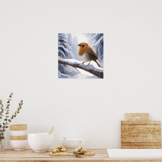 Little Robin bird ポスター (キッチン)