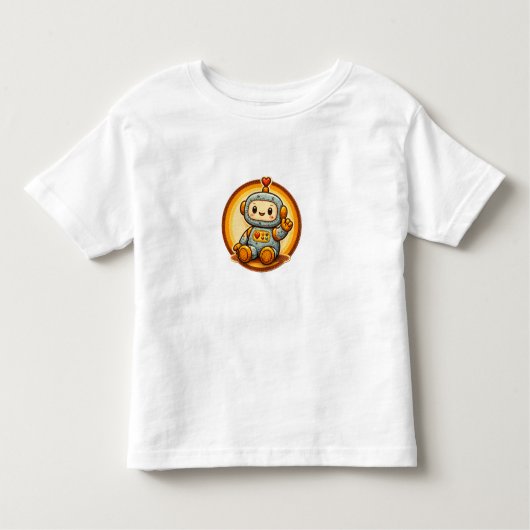 Little Robot Cute Retro Patch Toddler T-Shirt トドラーTシャツ (正面)