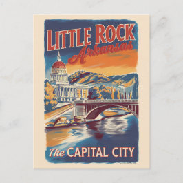 Little Rock Arkansas Painterly Travel Art Vintage ポストカード