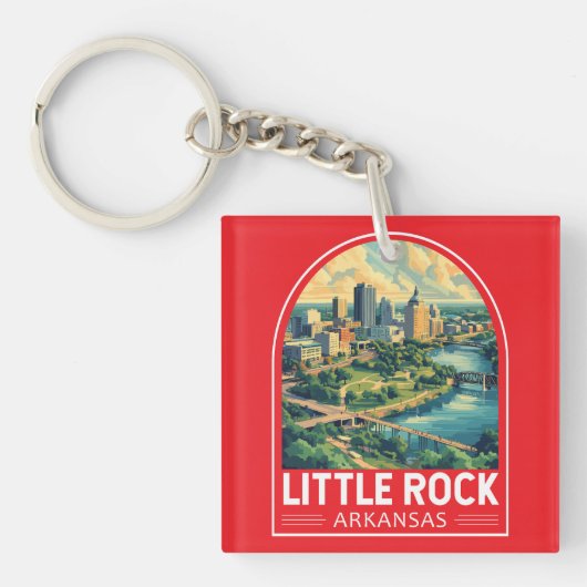 Little Rock Arkansas Travel Art Emblem キーホルダー (正面)