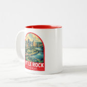 Little Rock Arkansas Travel Art Emblem ツートーンマグカップ (正面左)