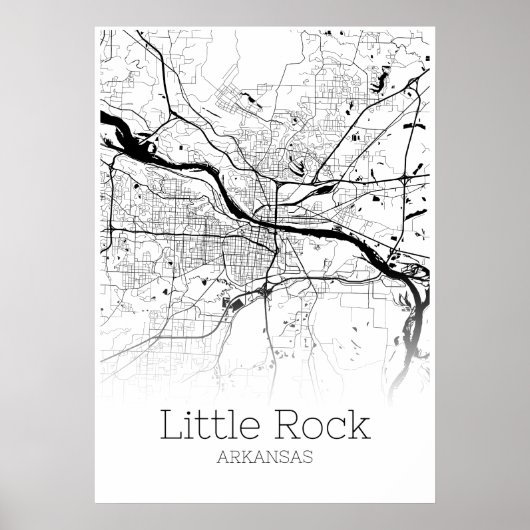 Little Rock Map – アーカンソー州 – 市内地図ポスター ポスター (正面)