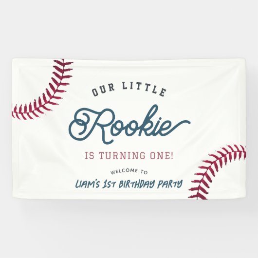 Little Rokie Baseball Boy 1st Birthday Welcome 横断幕 (横)