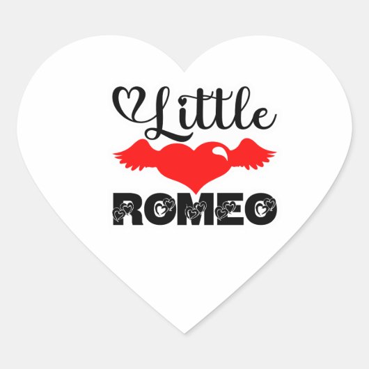 Little Romeo Valentine Cute Heart Wings Love ハートシール (正面)