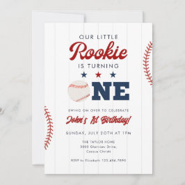 Little Rookie Baseball 1st Birthday 招待状