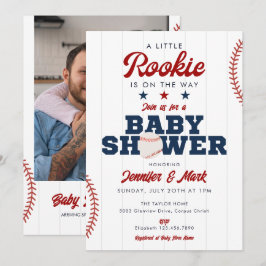 Little Rookie Baseball Photo Baby Shower 招待状