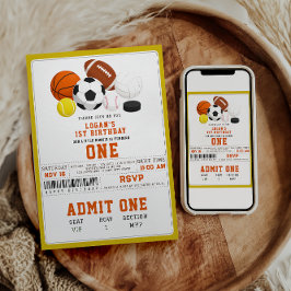 Little Rookie Sports 1st Birthday | Fun All-Star  招待状