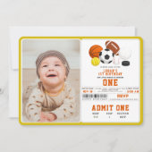 Little Rookie Sports 1st Birthday | Fun All-Star  招待状 (正面)