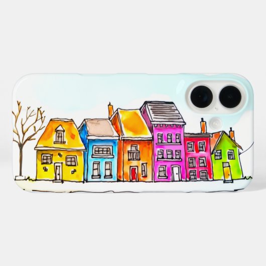 Little Row of Colourful Houses  Case-Mate iPhoneケース (裏面 (横))