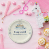 Little Sailor Aboard Blue Baby Shower ペーパープレート (パーティー)
