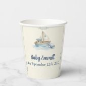 Little Sailor Aboard Blue Baby Shower 紙コップ (裏面)