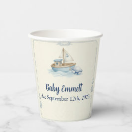 Little Sailor Aboard Blue Baby Shower 紙コップ