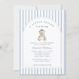 Little Sailor Bear Coastal Baby Shower Invitation 招待状