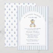 Little Sailor Bear Coastal Baby Shower Invitation 招待状 (正面/裏面)