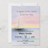 Little Sailor on Her Way Baby Shower Invite  招待状 (正面)